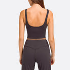 Trendsi Women's Activewear in Dark Gray, featuring a stylish vacation style sportswear crop top