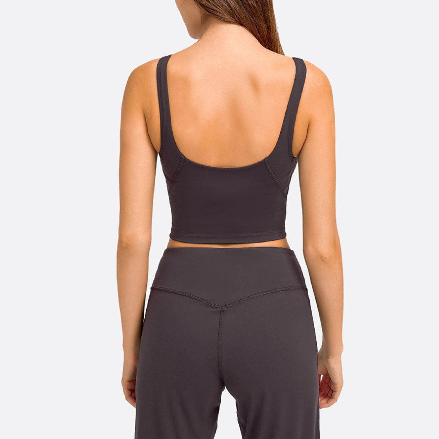 Trendsi Women's Activewear in Dark Gray, featuring a stylish vacation style sportswear crop top