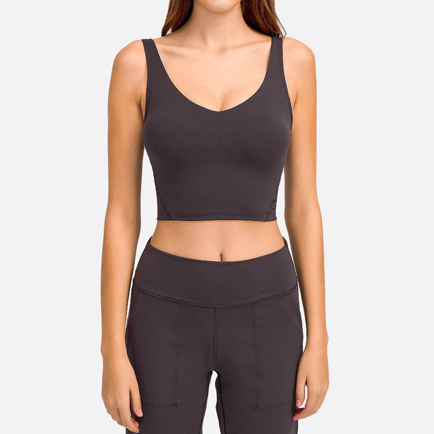 Trendsi Women's Activewear in Dark Gray, perfect for vacation style sportswear with a stylish crop design