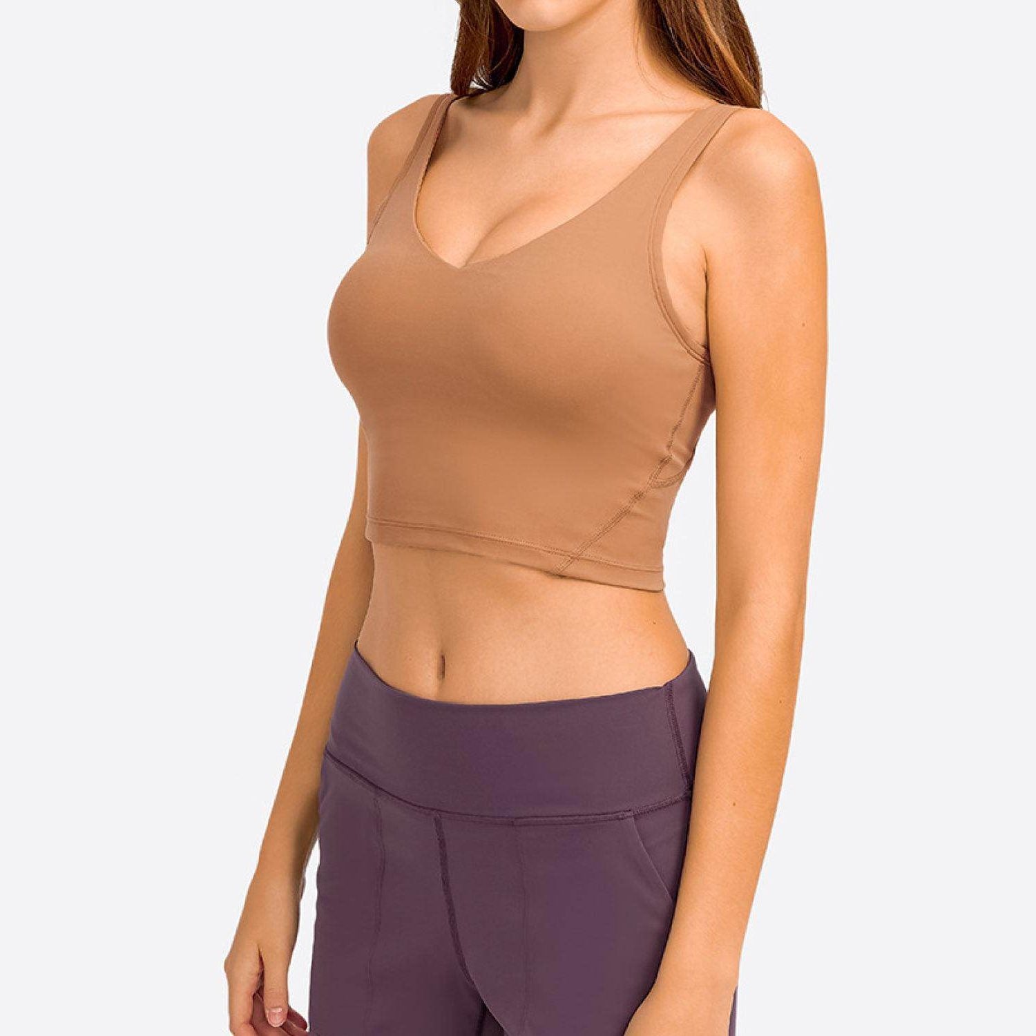 Trendsi Women's Vacation Style Sportswear Cropped Tank Top in Brown for Comfortable Activewear