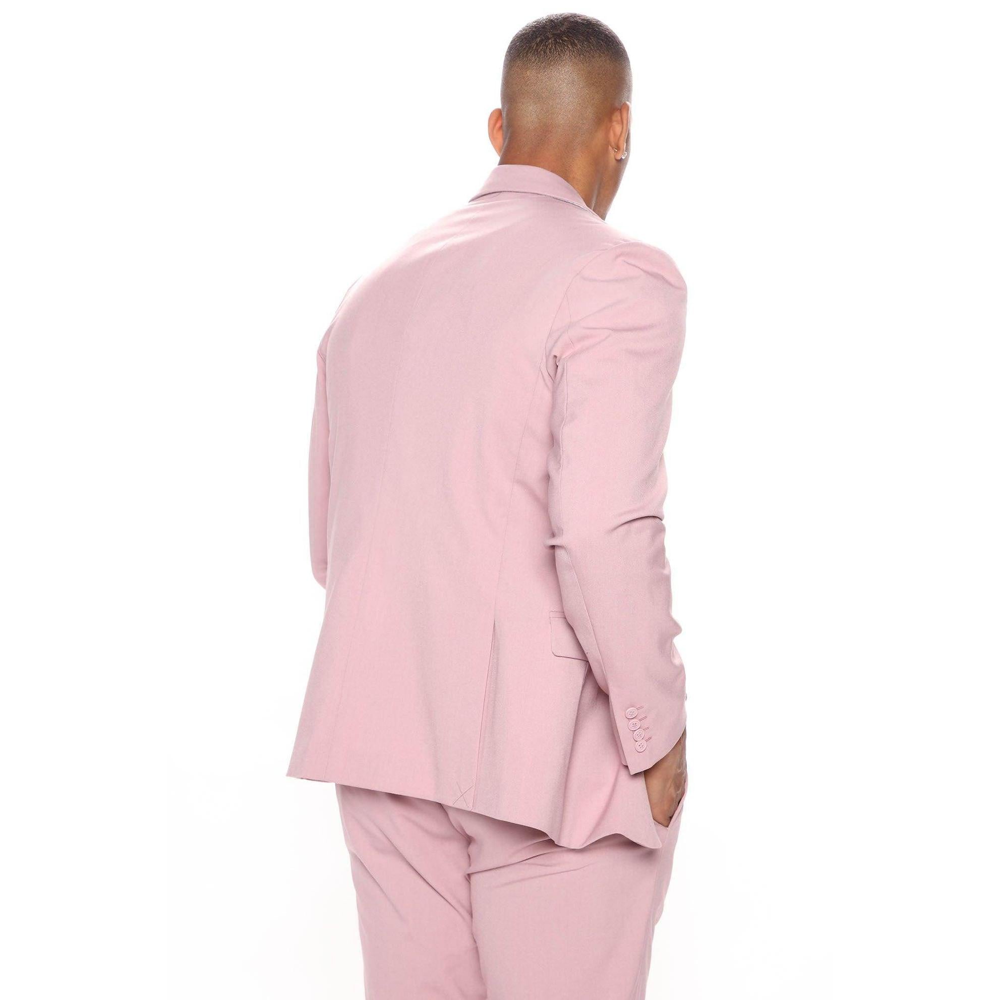 Men's vacation style jacket in soft pink, perfect for a stylish getaway or summer events