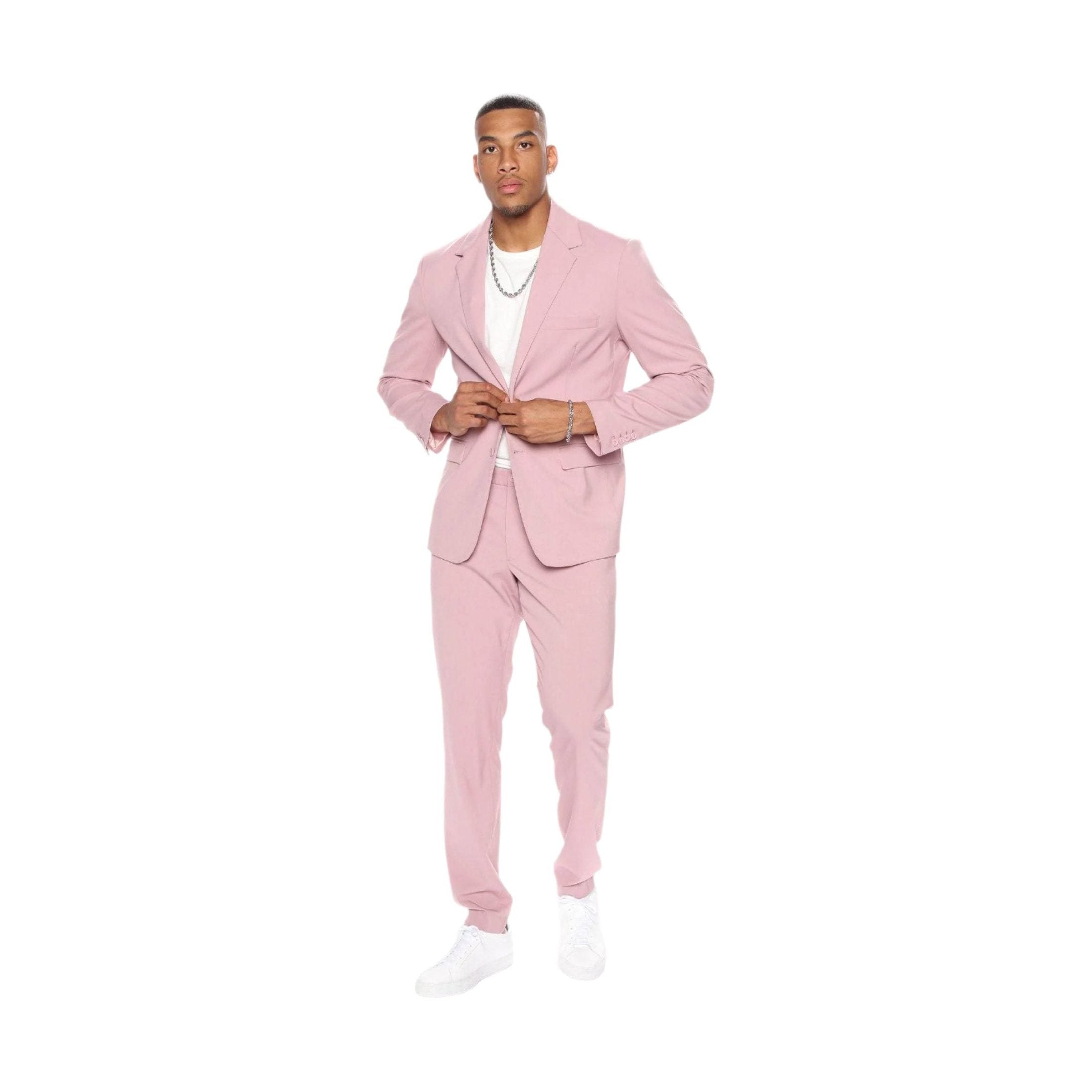 Fashion Nova men's vacation style jacket in light pink with a tailored fit for stylish summer occasions
