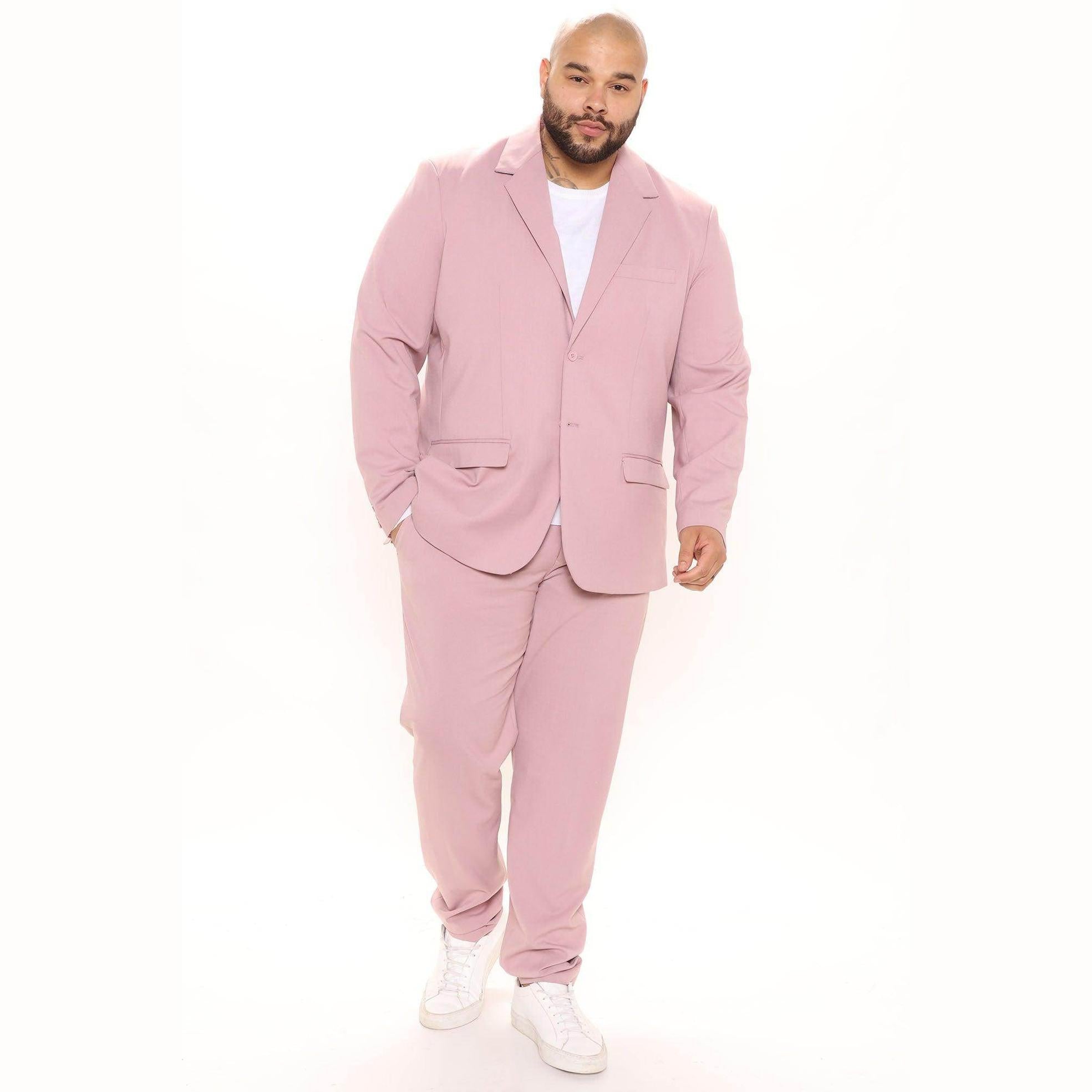 Fashion Nova men's vacation style jacket in light pink, perfect for summer outings and casual gatherings