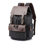 Vintage canvas travel backpack with leather accents and multiple pockets for convenient storage