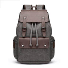 Vintage canvas travel backpack with leather accents and multiple pockets for easy packing