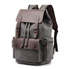 Vintage canvas travel backpack with leather accents and multiple compartments for easy organization