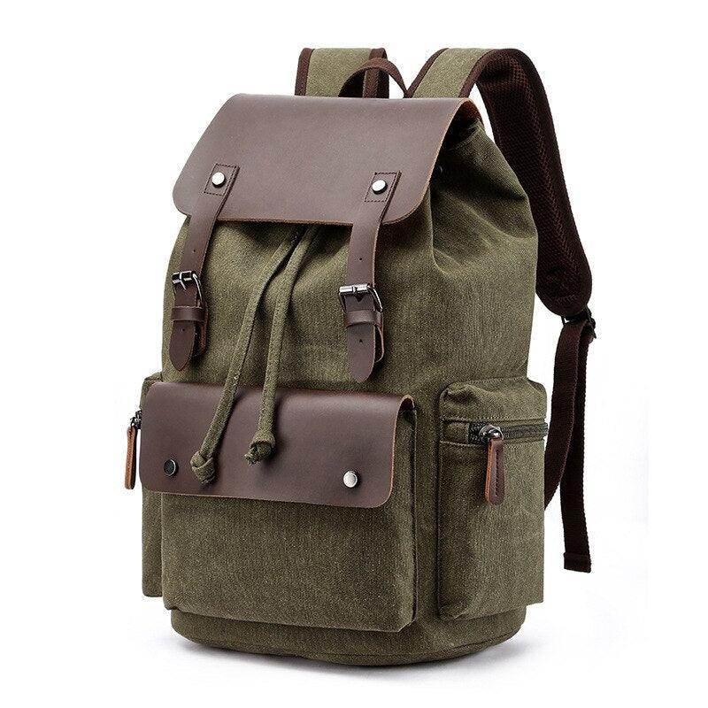 Vintage canvas travel backpack with adjustable straps and multiple pockets for convenient organization