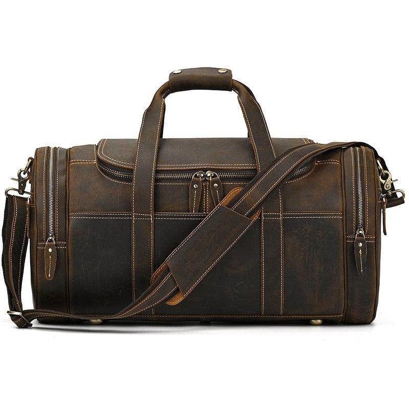 Durable VacationGrabs weekend travel bag in stylish brown leather for effortless trips