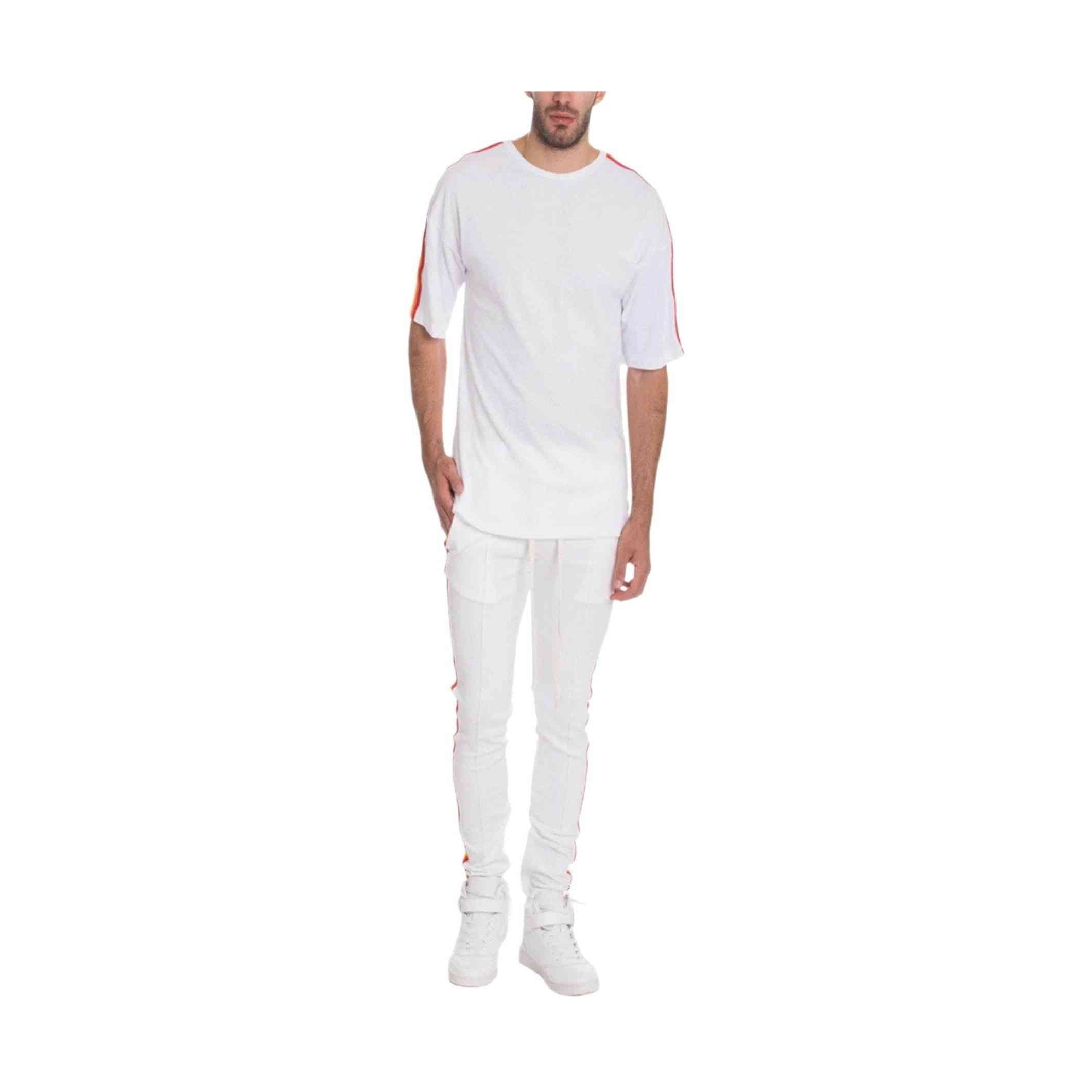 Men's 2PC Track Set featuring a white rainbow shirt and pants for a stylish casual look