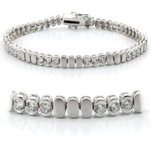 Women's Bracelets - LO1159 - Matte Rhodium & Rhodium Brass - VacationGrabs