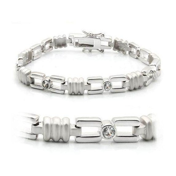 Women's Bracelets - LO1162 - Matte Rhodium & Rhodium Brass - VacationGrabs