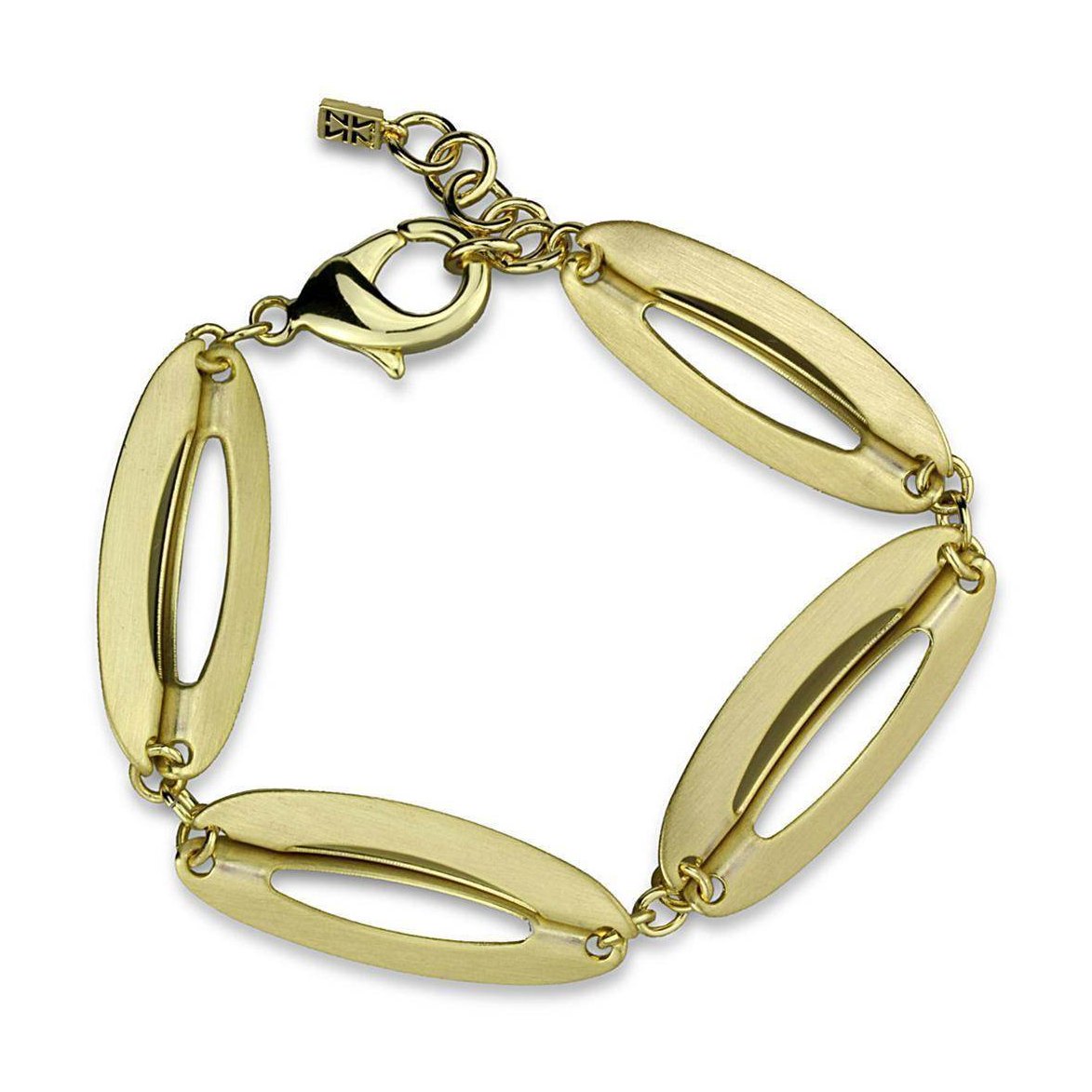 Women's Bracelets - LO3941 - Gold & Brush Brass Bracelet - VacationGrabs
