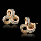 Stunning 925 sterling rhodium earrings featuring intertwined rings and sparkling accents