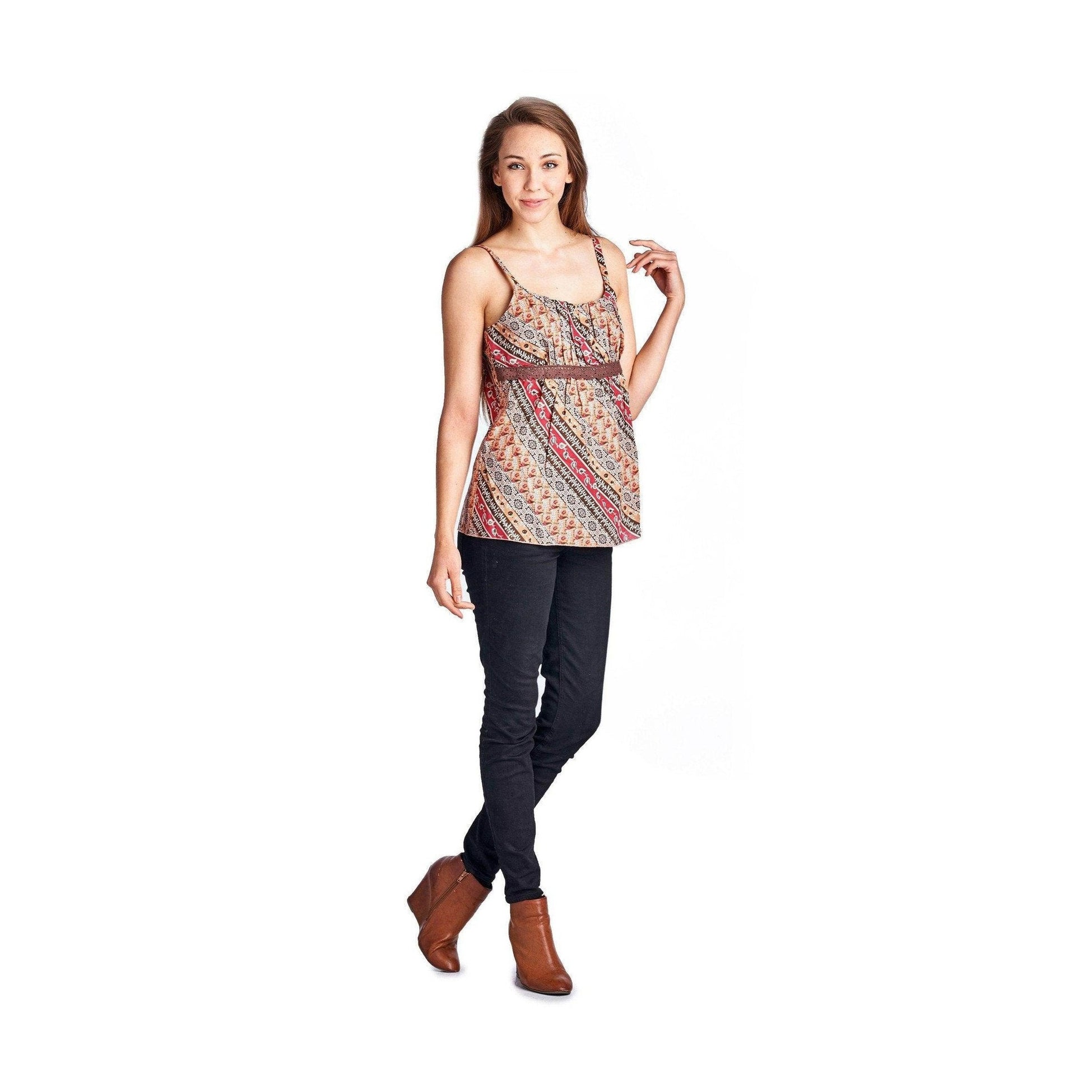 Women's Floral Printed Lace Tank - VacationGrabs