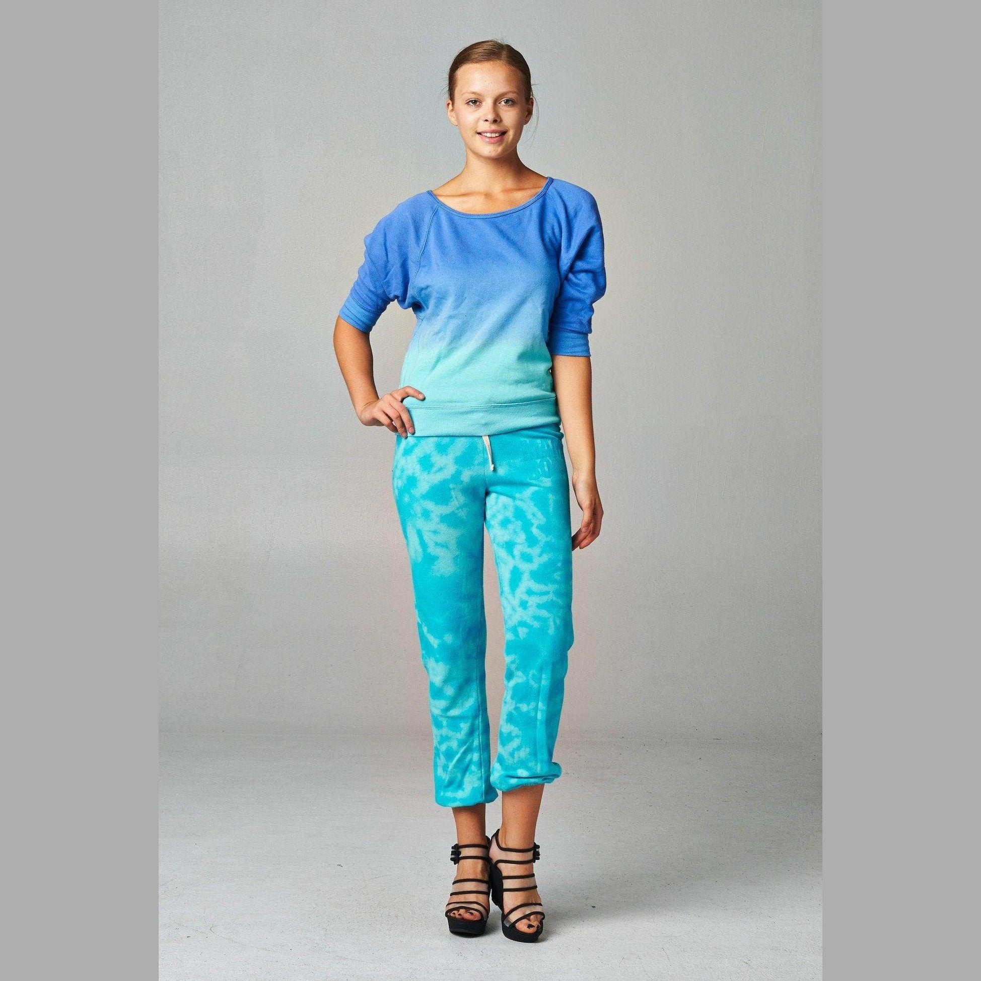 Women's French Terry Long Sleeve Dip Dye Screened - VacationGrabs
