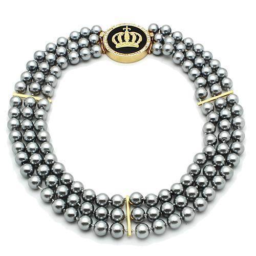 Women's LO2645 - Gold Brass Necklace with Semi-Precious - VacationGrabs