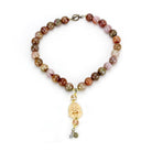 Antique copper brass necklace for women featuring colorful beads and a unique Buddha pendant