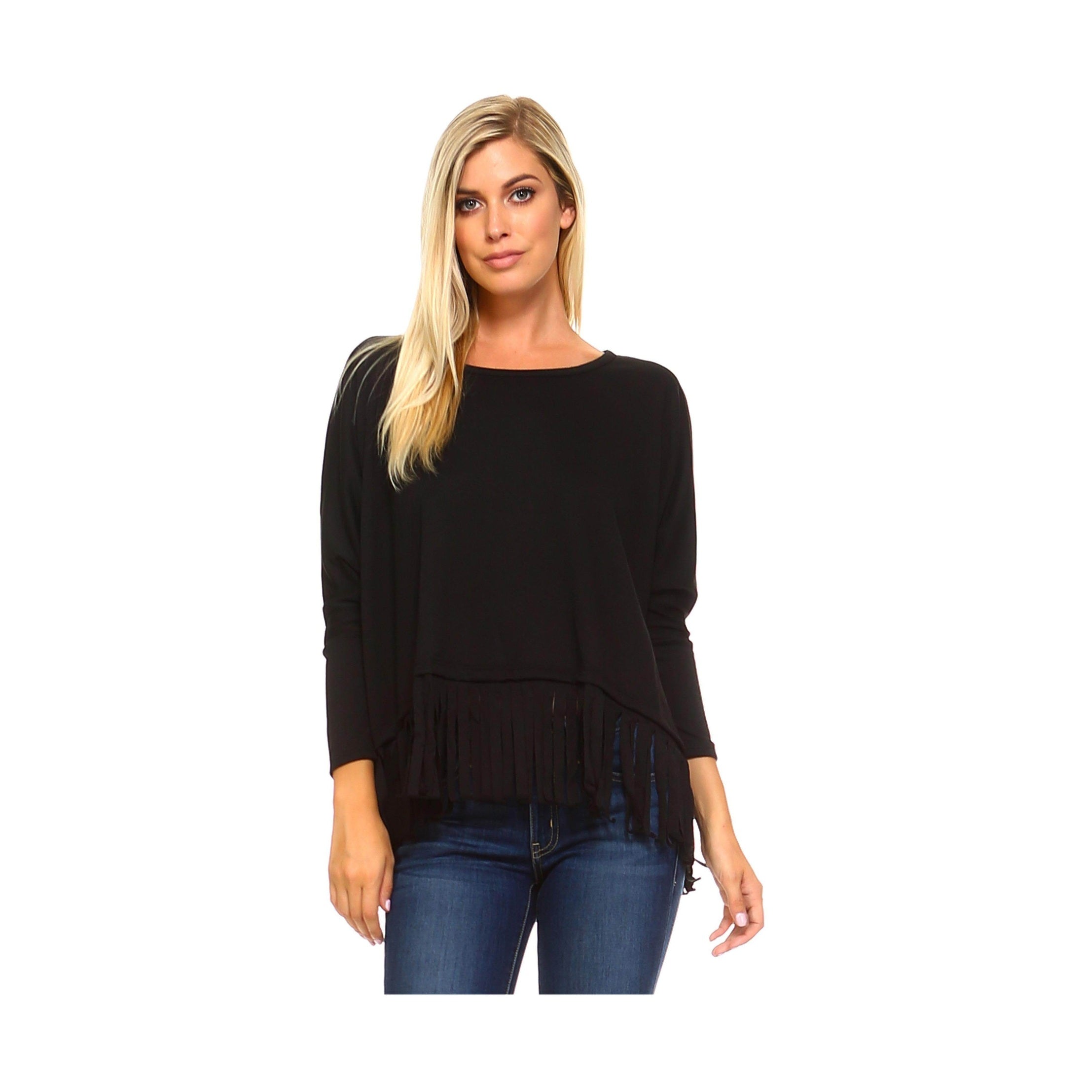 Women's Long Sleeve Fringe Top - VacationGrabs