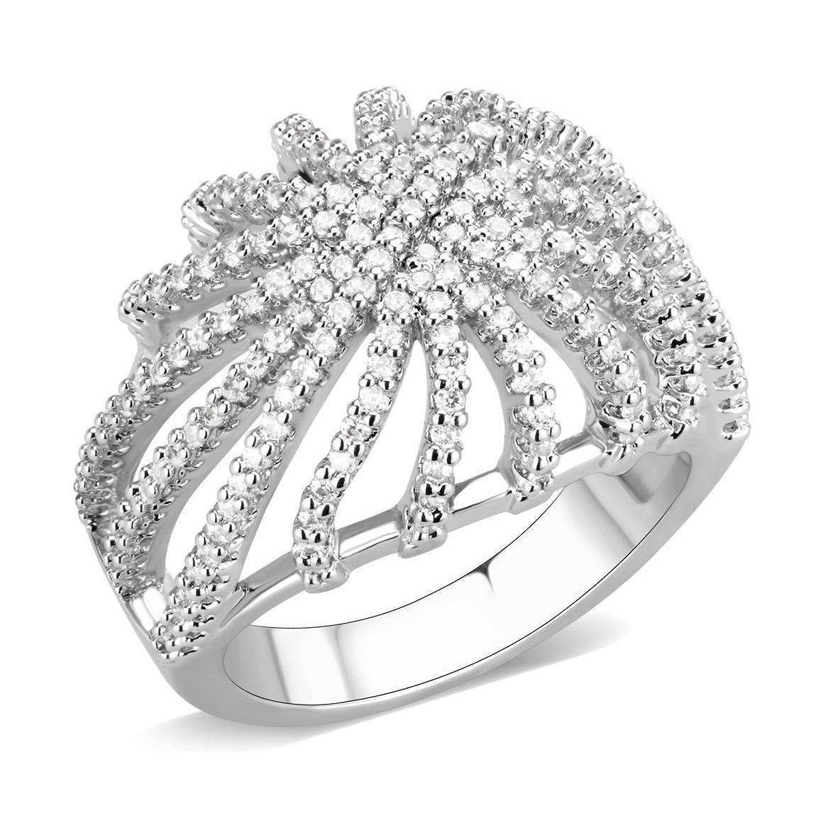 Stunning silver elegant statement ring for women with intricate design and shimmering detail