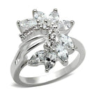 Sterling silver floral ring for women featuring sparkling marquise-cut stones in a delicate design