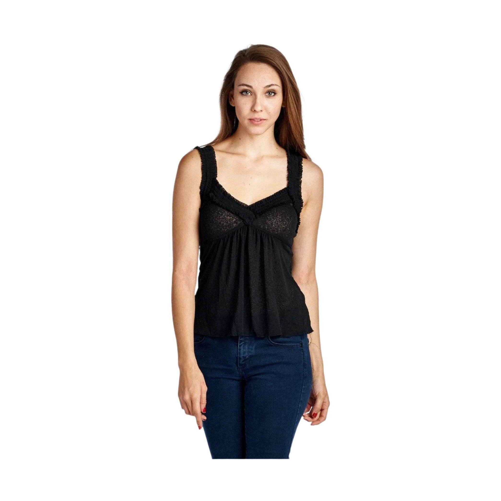 Women's Sheer Burnout V Smocked Tank - VacationGrabs