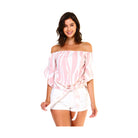 Women's Strapless Striped Bandage Blouse - VacationGrabs