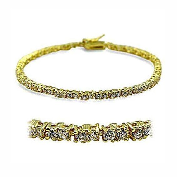 Elegant women's AAA stone bracelet in gold with sparkling clear stones for stylish looks