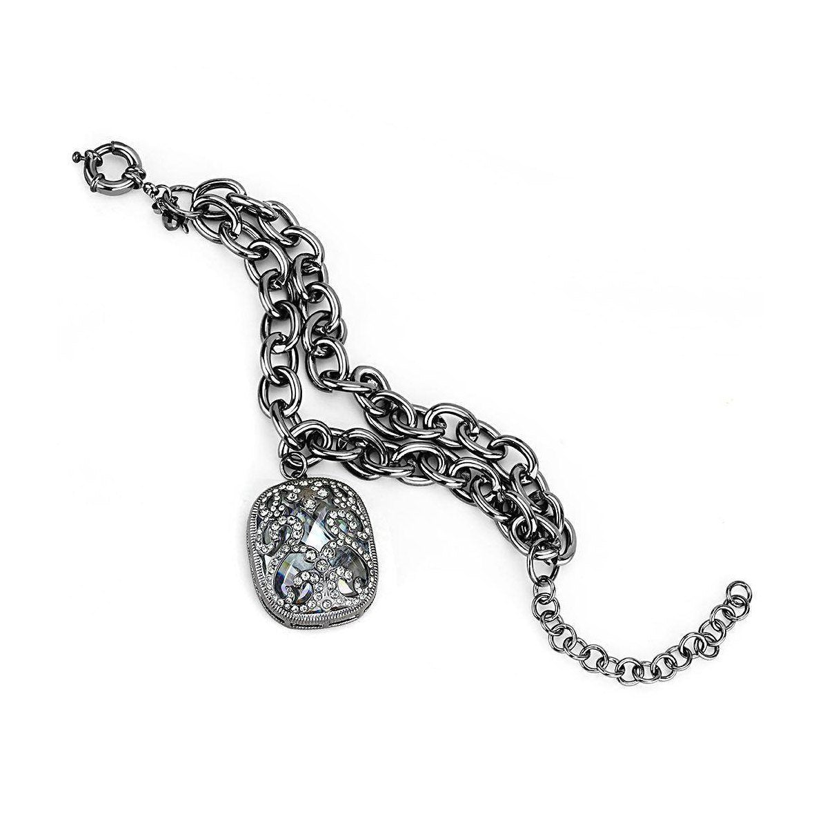 Women's cobalt black bracelet featuring a chunky chain design and a sparkling pendant