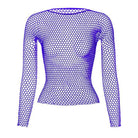 Purple women's fishnet top with long sleeves and a stylish lightweight design for casual wear