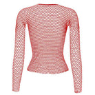 Red womens fishnet top with long sleeves, perfect for layering or summer outfits