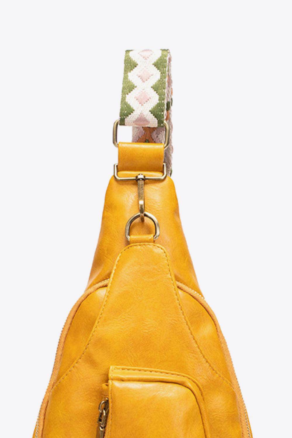 Trendsi pink PU leather sling bag with adjustable strap for stylish casual use