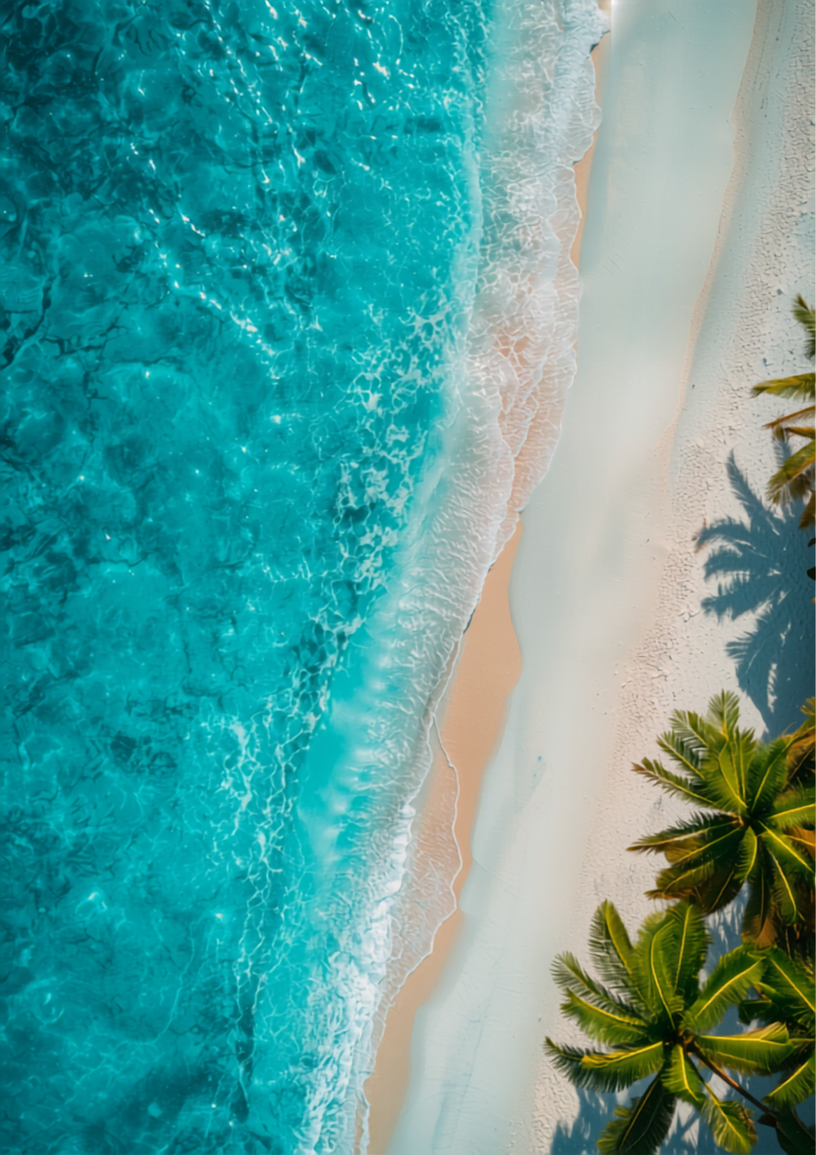 Turquoise Caribbean beach aerial view with white sand and crystal clear water