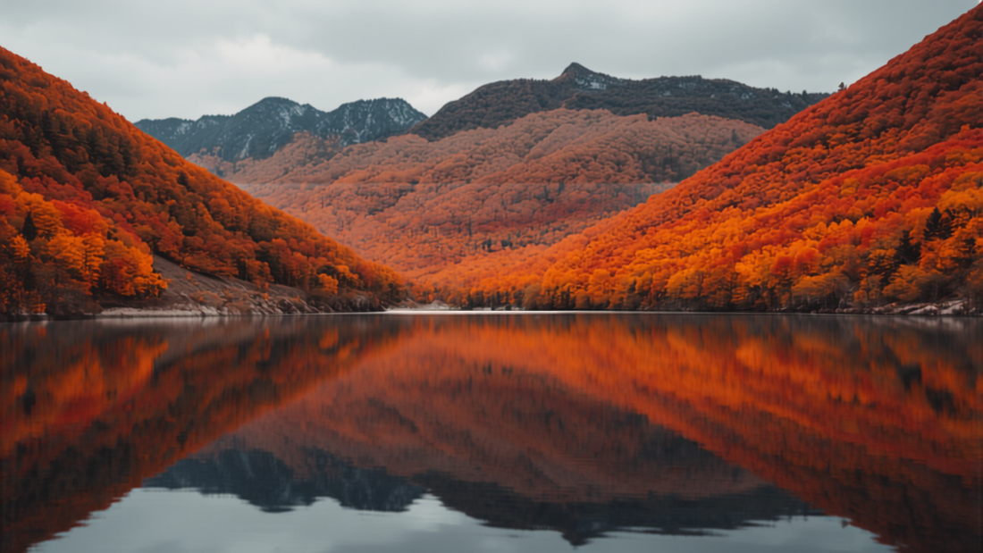 Rolling mountain landscape with autumn foliage