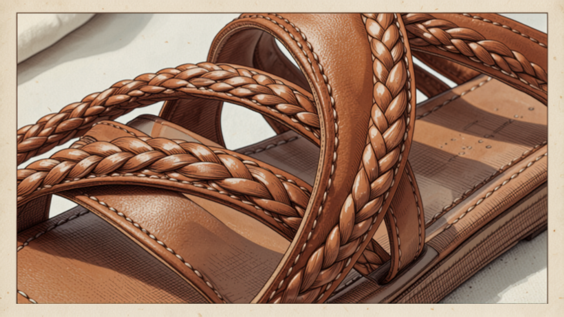 Close-up of flip-flop sandal straps and sole texture
