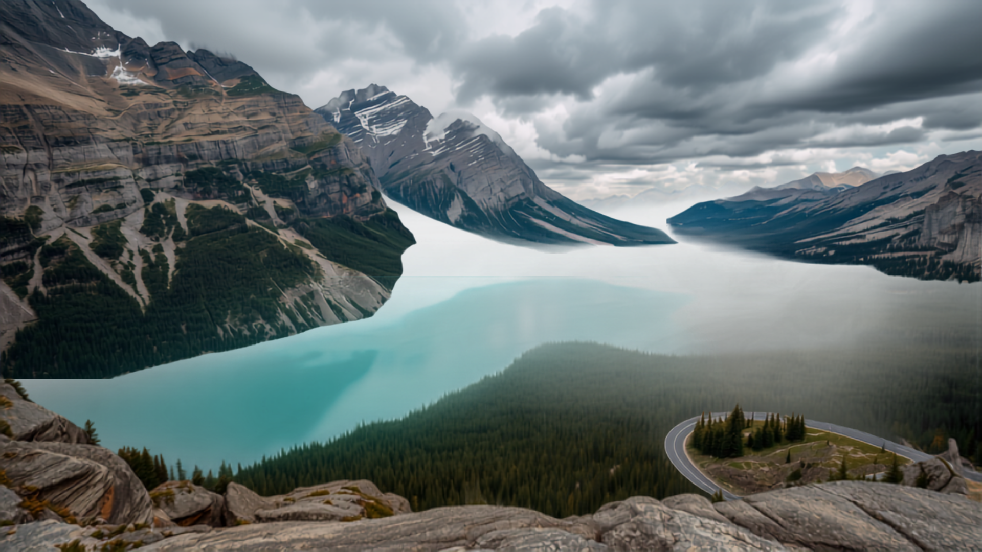 Going-to-the-Sun Road winding through Glacier National Park's mountains