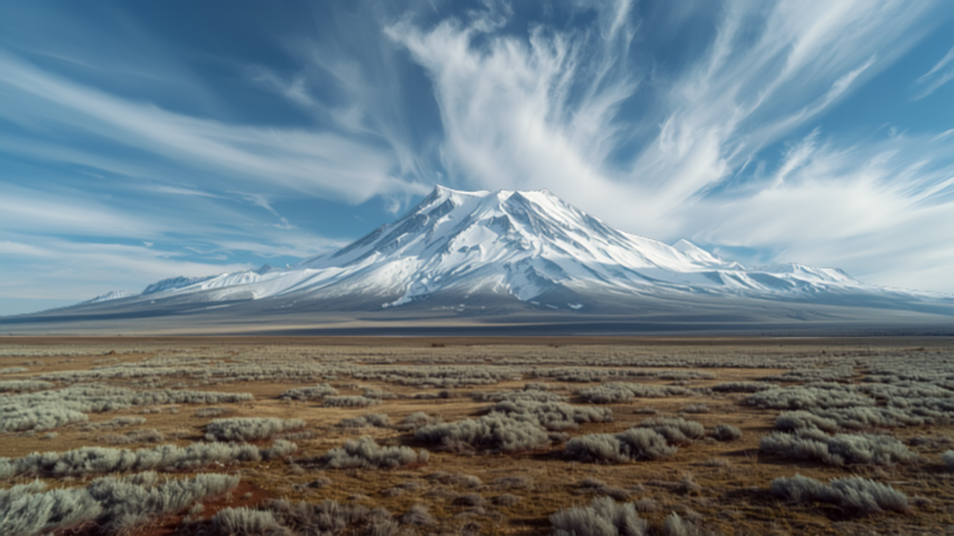 Denali's snow-capped peak rising above Alaska's tundra wilderness