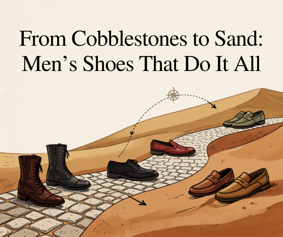 From Cobblestones to Sand: Men's Shoes That Do It All
