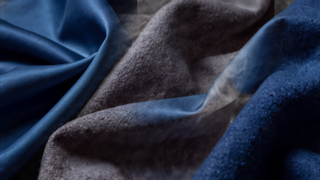 Rich cerulean blue fabric in dramatic folds representing 2026's most versatile color trend