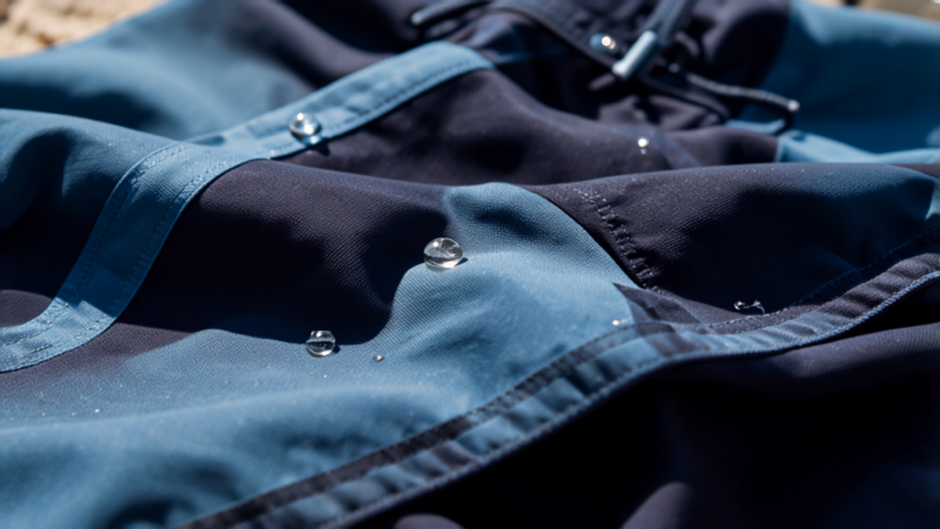 Close-up macro photography of men's swim trunk fabric texture
