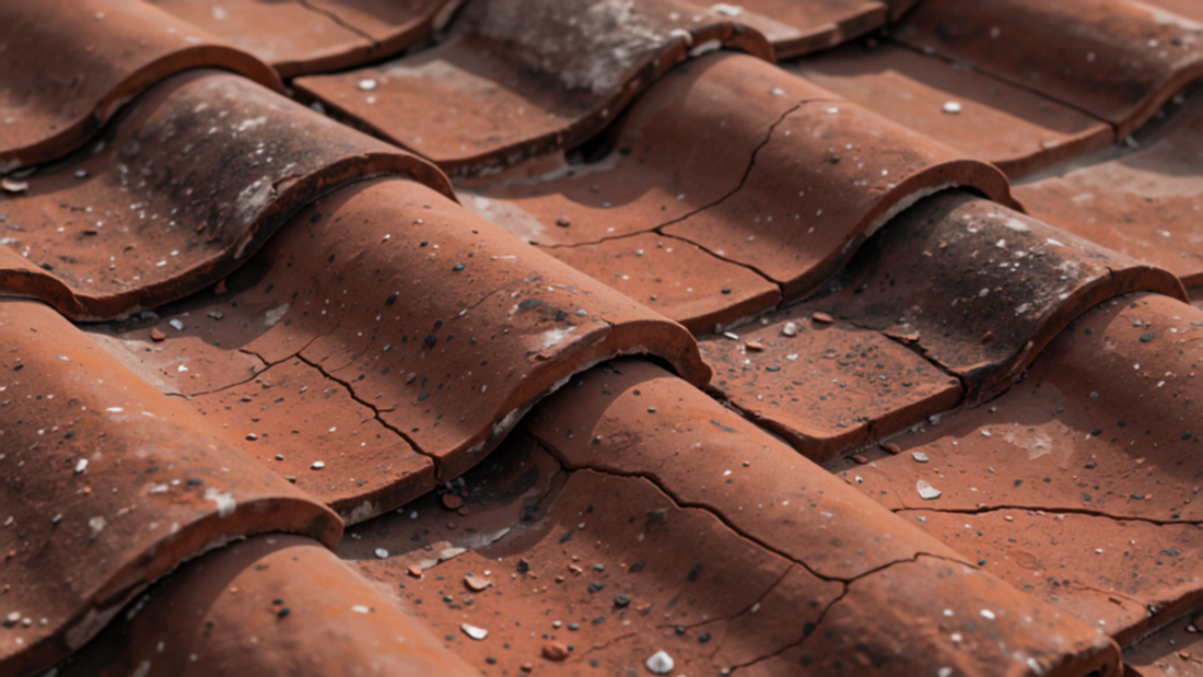 Close-up of European terracotta rooftop tile texture