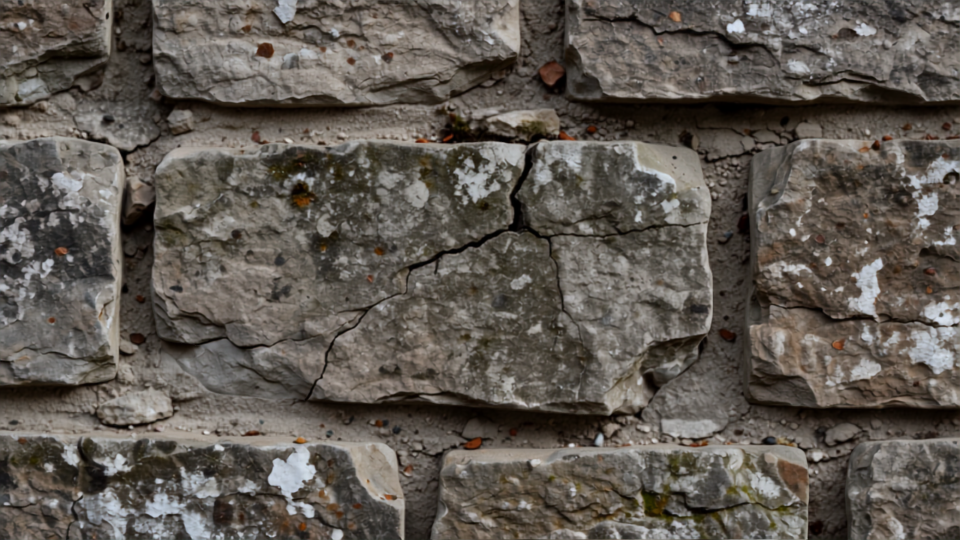 Close-up of a rustic stone village wall texture