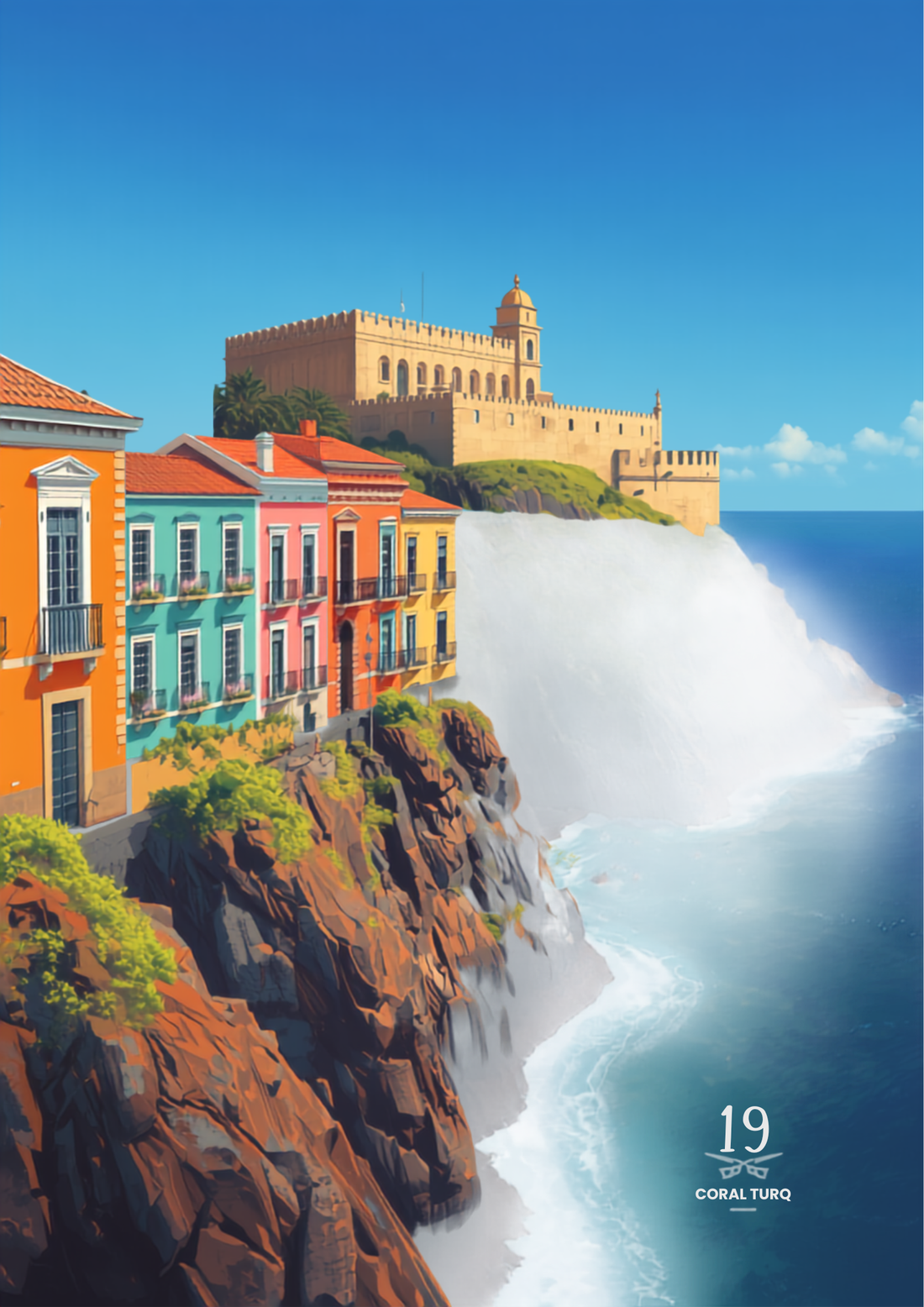 Old San Juan Puerto Rico colorful colonial buildings with El Morro fortress overlooking the Caribbean