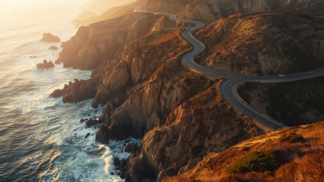 Pacific Coast Highway winding along dramatic cliffside coastline