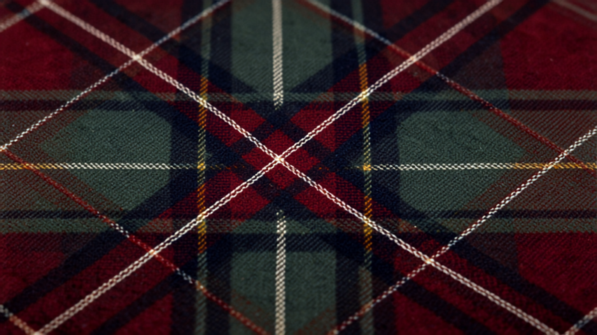 Close-up of modern plaid wool fabric weave and tartan pattern texture