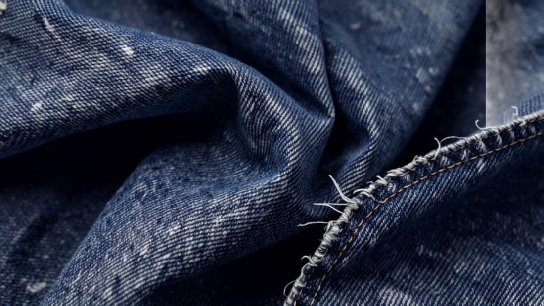 Close-up texture detail of oversized denim fabric