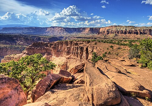 Red and orange sandstone cliffs and canyons of Capitol Reef National Park, Utah