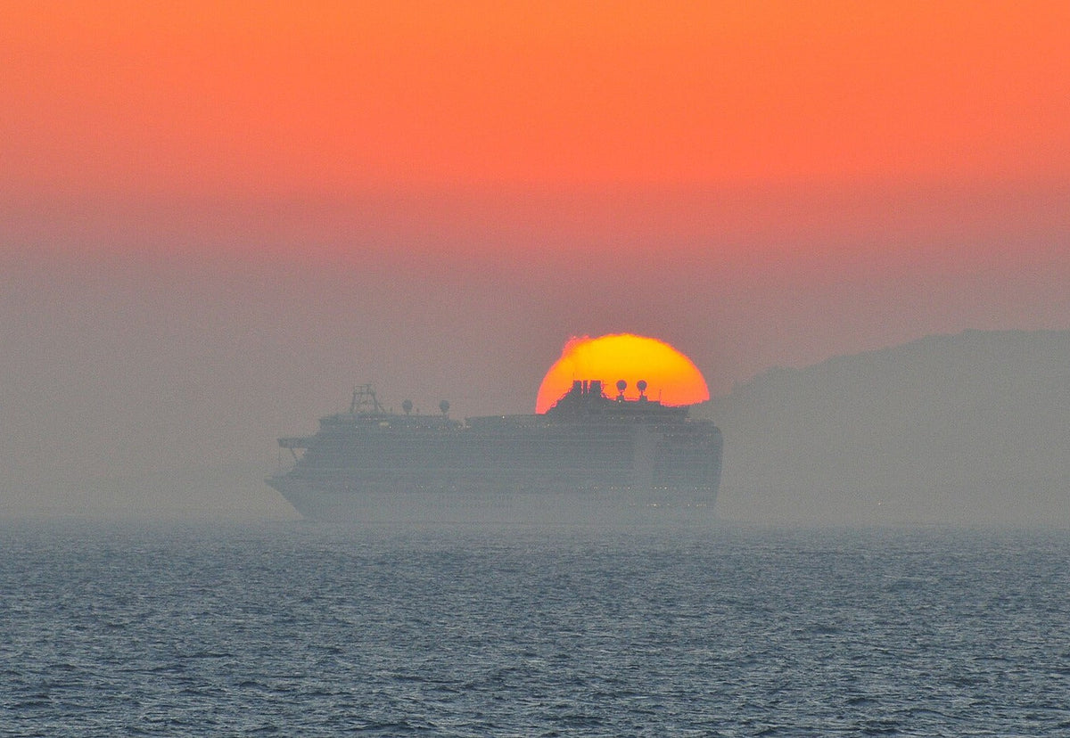 Sunset view from a cruise ship deck