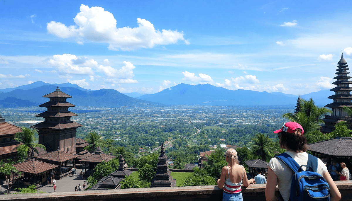 travelers touring city in bali