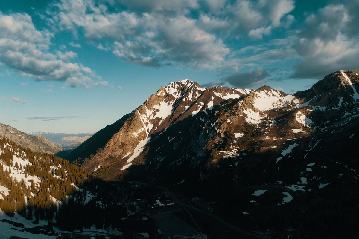 Snow-dusted Colorado Rockies mountain valley near Vail