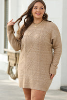 Women's DressesParchment Cable Knit Drop Shoulder Loose Fit Sweater Dress - VacationGrabs